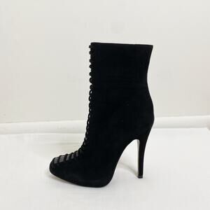 Alexandre Birman Lace Up Effect Suede Heeled Boots Black Size 7.5